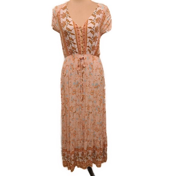 No Brand Dresses & Skirts - Pink and Orange Boho Maxi Dress No Size Tag